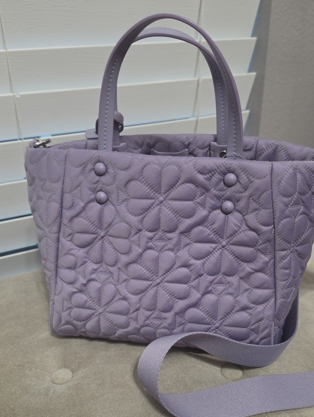 kate spade Lavender Quilted Tote with Adjustable Strap and wallet - Picture 2 of 12